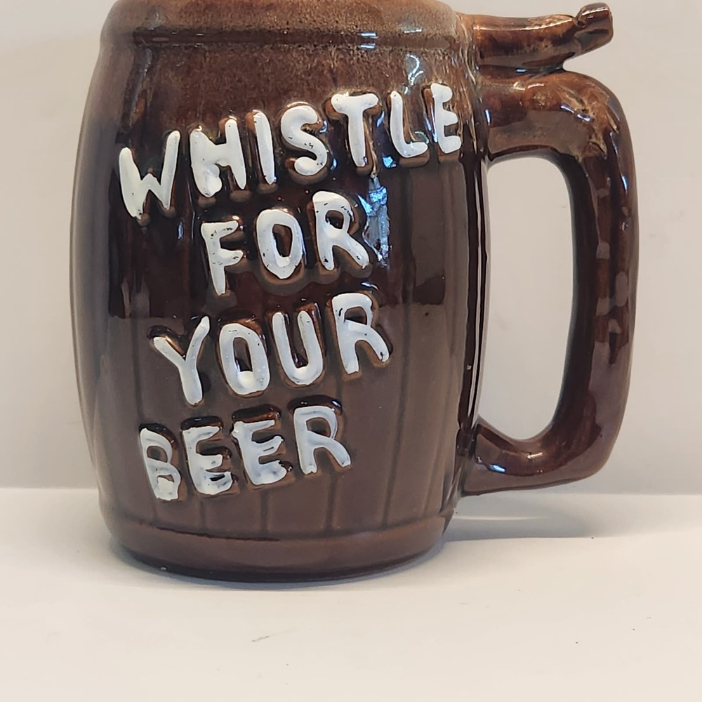 Vintage Whistle for Your Beer Mug Glazed Ceramic Tankard  Japan
